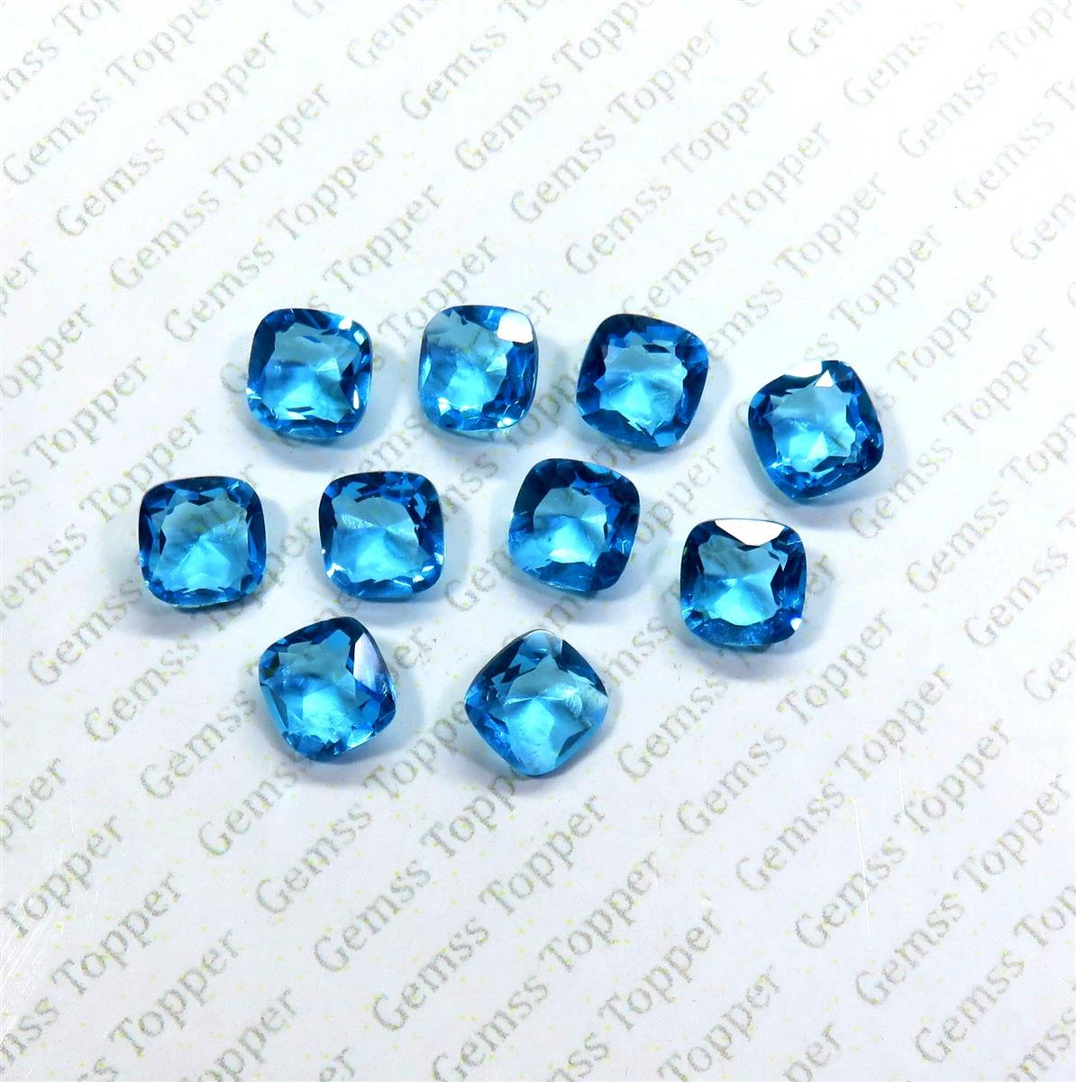 Swiss Blue Topaz 10x10 mm Cushion Faceted